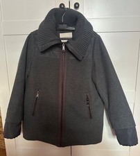 Esprit Woll Jacke mit Stepp Schultern & Ballon Ärmeln, Gr. S, grau, 73% Wolle