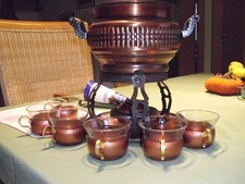 Feuerzangenbowle Set Kupfer 6 Punschgläser Kupfertopf Punsch