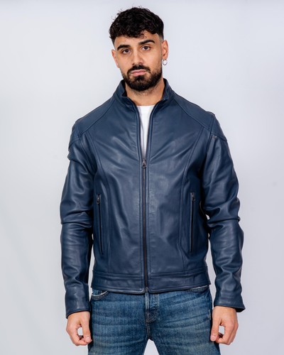 Herren lederjacke blau - herren,