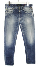 Replay RBJ. 901 Jeans Herren W32/L32 Knopfverschluss Whiskers Blau Denim Casual