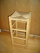 Küchenhocker in Holz ,Barhocker-Stuhl-Thekenhocker für Küche m.Binsengeflecht