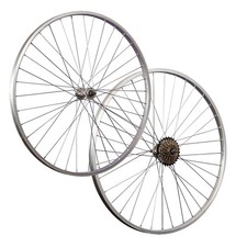 Laufradsatz 28 Zoll rostfreie Speichen Vollachse Shimano Schraubkranz 6 fach