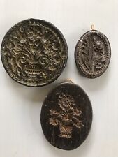 3 x Wachsbild Relief Blumenmotive, Bauernstube, Alpenland, Druckvorlagen