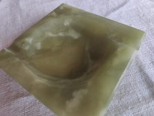 Vintage massiv Onyx Aschenbecher grün Stein Edelstein Retro TOP