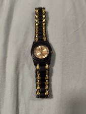 Chalisson Damen Uhr Gold Metall Schwarz Armband Analog