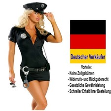 Damen Polizei Kostüm Polizistin Kleid Mütze Frauen Karneval Fasching 36 38 40 42