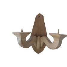 vintage Kerzenständer Wandhalter Kunsthandwerk Holz 2-flammig Unbenutzt Leuchter