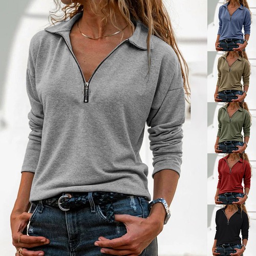 Damen polokragen langarmshirt - damen,