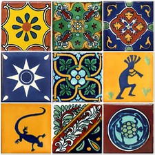 Handbemalte bunte Fliesen aus Mexiko, Format ca. 5x5 cm, schöne Auswahl
