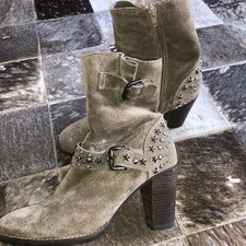 Miss Behave Stiefel Stiefelette Ankle Boots Leder Taupe  NP 129 Gr 39 NEU Nieten