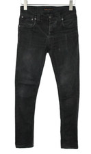 NUDIE Grim Tim Org. Schwarze Ring Jeans Herren W29/L32 Knopfverschluss Stretch