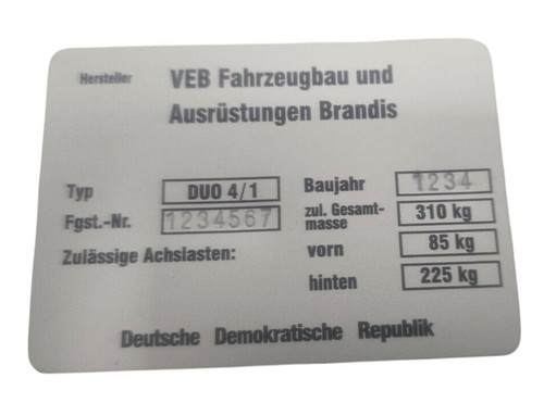 Typenschild für simson duo - für,