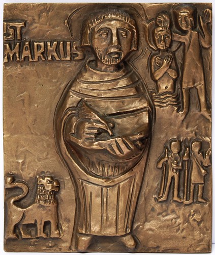 Bronze relief platte heiliger - bronze,
