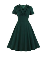 edles 50er Jahre retro Pin Up Rockabilly V-Neck Swing Kleid Dress