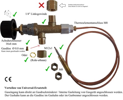 Gashahn komplett system - , zum