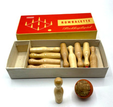 Rombalette altes Tischkegelspiel von Vauen Nürnberg im original Karton Holzkegel