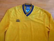 altes UMBRO  Trikot  gelb mit Motiv 1924  Gr. L Sammlertrikot UMBRO Langarm
