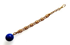 Edle 585 Gold Uhrenkette/ Taschenuhrkette mit Lapislazuli Kugel - 15 cm