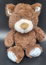 NICI CLASSIC TEDDY BÄR Classic Bear braun blau weiß gestreifte Sohlen 25 cm groß