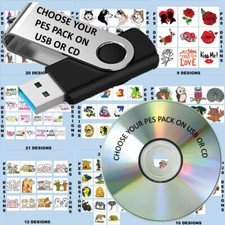 Wählen Sie PES Design Packs Dateien auf USB oder CD Maschine Stickerei Bruder Stick