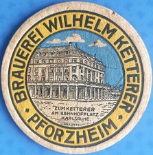 Alter Bierdeckel VK Brauerei Wilhelm Ketterer Pforzheim um 1928