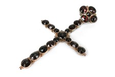 Damen Anhänger Kreuz Granatsteine 585 Rotgold [BRORS 13229]