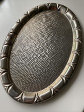 Vintage Kellnertablett  Servierplatte Metall   Tablett mit Dekor-Rand  gebraucht