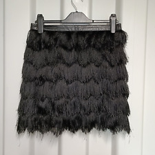 Sam Edelman Damen Rock Schwarz Größe UK 10 Fransen Kunstleder Western Mini