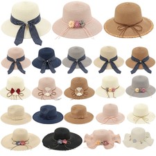 Damen Hut Klassisch Sommer Sonnenhut Garten Strohhut Cap Mütze Festival Havanna