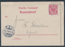 Samoa Adler Kartenbrief Mitläufer Apia 1900 nach Erfurt (S24795)