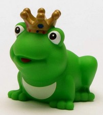 Froschkönig mit goldenem Krönchen - Badeente - Quietscheente - grün