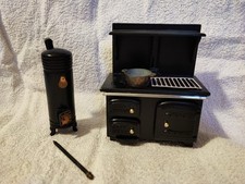 Puppenhausmöbel Herd + Ofen schwarz viktorianisch