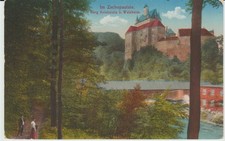 Ak Burg Kriebstein 1917  mit Holzbrücke  Waldheim Hartha Mittweida