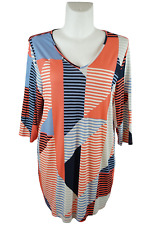 Mia Moda Shirt Damen Größe 48 Blau Rot Weiß Mehrfarbig Longshirt Oberteil