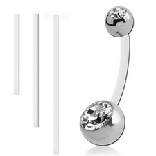 Bauchnabelpiercing KOMPLETTSET Schwangerenset Kristalle klar für Schwangerschaft