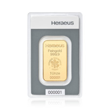 Goldbarren Heraeus 1 OZ Unze 999.9 Gold / AU original geblistert