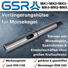 GSR Verlängerungshülse für Morsekegel Erweiterungshülsen MK1-MK2-MK3-MK4-MK5-MK6