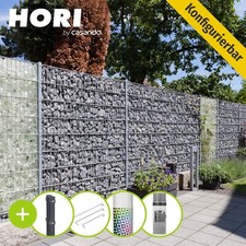 Gabionen Zaun Steingabione Wand Doppelstabmatten inkl Pfosten im Set Anthrazit