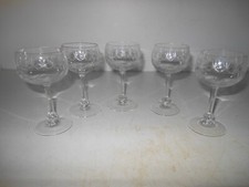 5 Antik Jugendstil Gläser Champagner - wundervoll Schalen mit Achtkantig Stiel