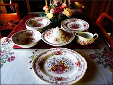 Speise Service 6 Personen "Royal Tudor" Blumenmotiv England Sehr guter Zustand!