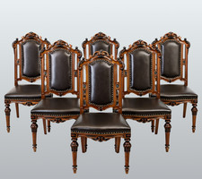 6 antike Esszimmerstühle aus