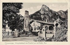 AK Oberammergau, Kriegerdenkmal vom Friedhof aus..., gelaufen 1950