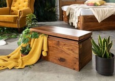 Truhe Sheesham 80x40x40 walnuss gewachst Box Aufbewahrung Stauraum