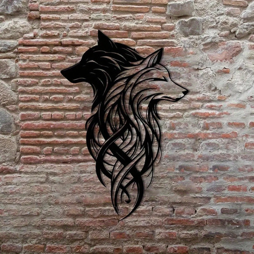 Metall wandskulptur wolf - wandskulptur,