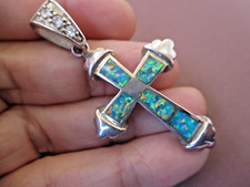 VINTAGE FEUEROPAL SILBER KREUZ