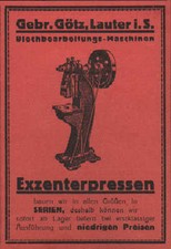 LAUTER, Werbung 1930, Exzenterpressen Blechbearbeitungsmaschinen