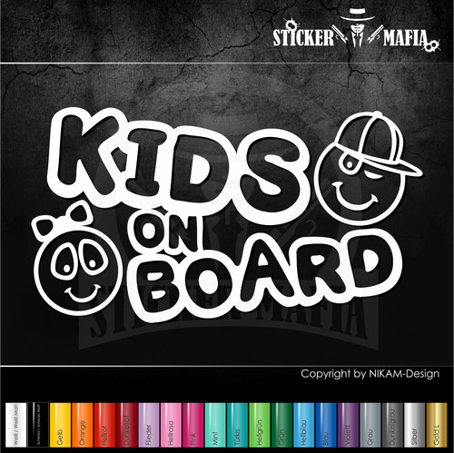 Aufkleber baby kids board - on,