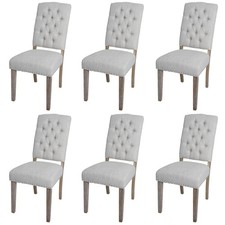 B-Ware 6er-Set Esszimmerstuhl MCW-O66b, Stuhl Chesterfield Nieten Stoff hellgrau