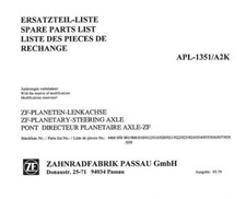 Ersatzteilliste Allradachse ZF APL 1351 Deutz Eicher IHC Schlüter