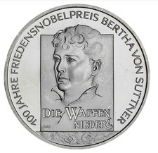 BRD 10 Euro 2005 Friedensnobelpeis  Bertha von Suttner  Silber* in Kapsel